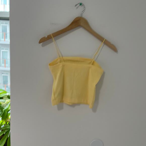 American Eagle Yellow Ribbed Crop Top Tank Size Medium - Picture 5 of 5